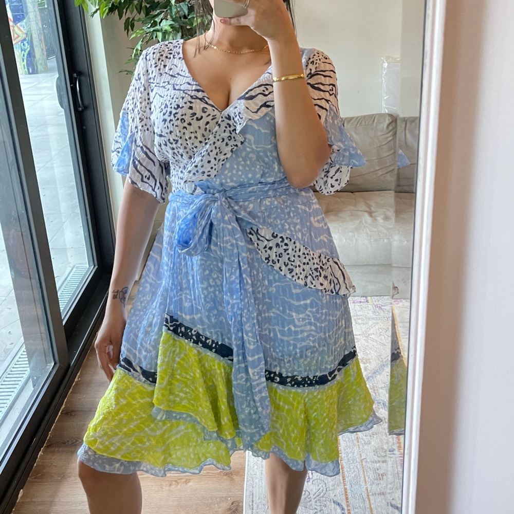Tanya Taylor Mixed Print Bianka Wrap dress Size 22